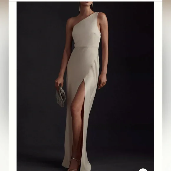 bhldn dylan satin charmeuse dress BHLDN Dylan Satin Charmeuse Dress in champagne